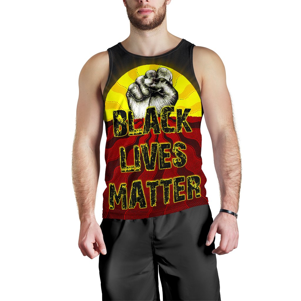 Men's Tank Top, Aboriginal Black Lives Matter Sun Dot Painting - Vibe Hoodie Shop