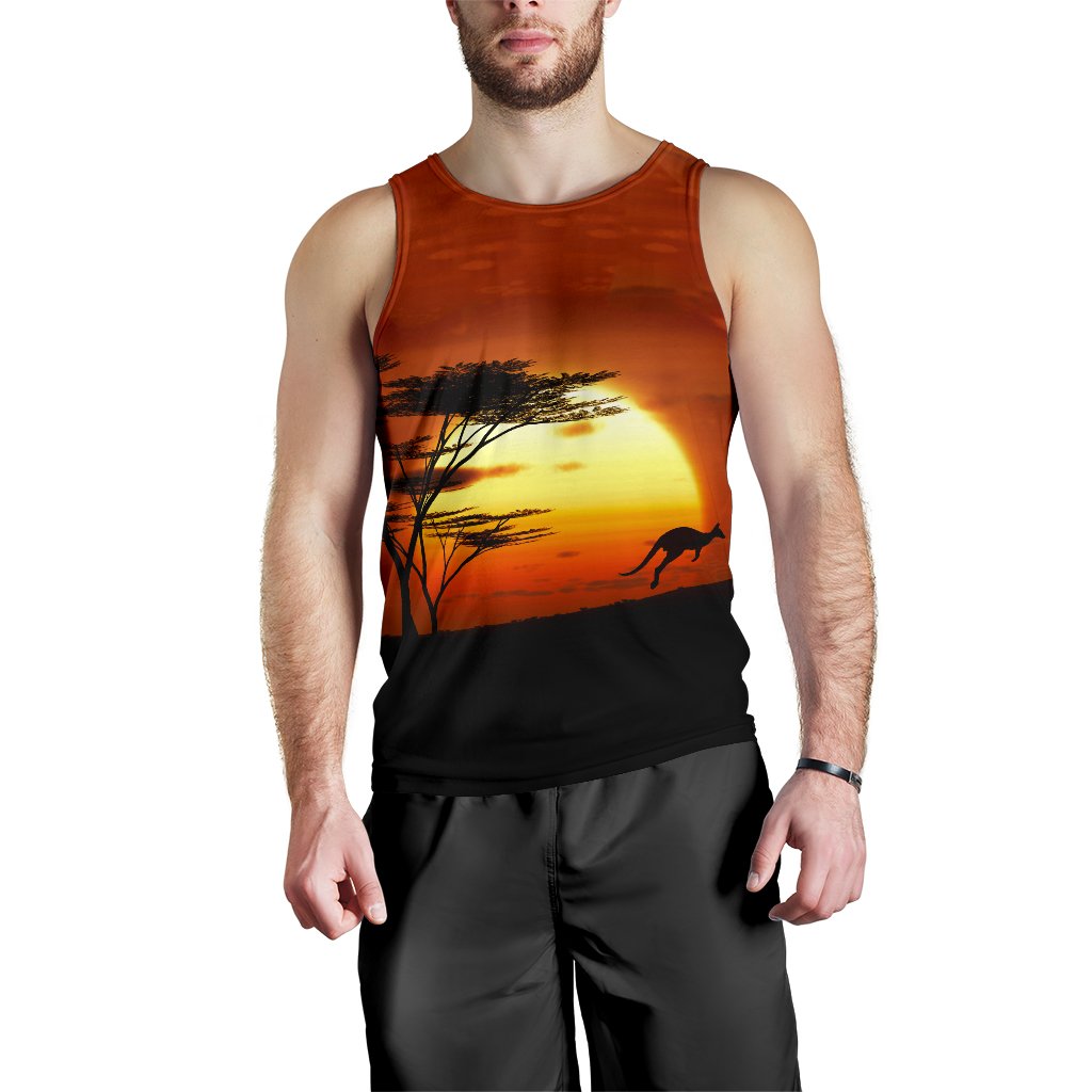 Men Tank Top - Kangaroo Mens Tank Sunset Ver01 - Vibe Hoodie Shop