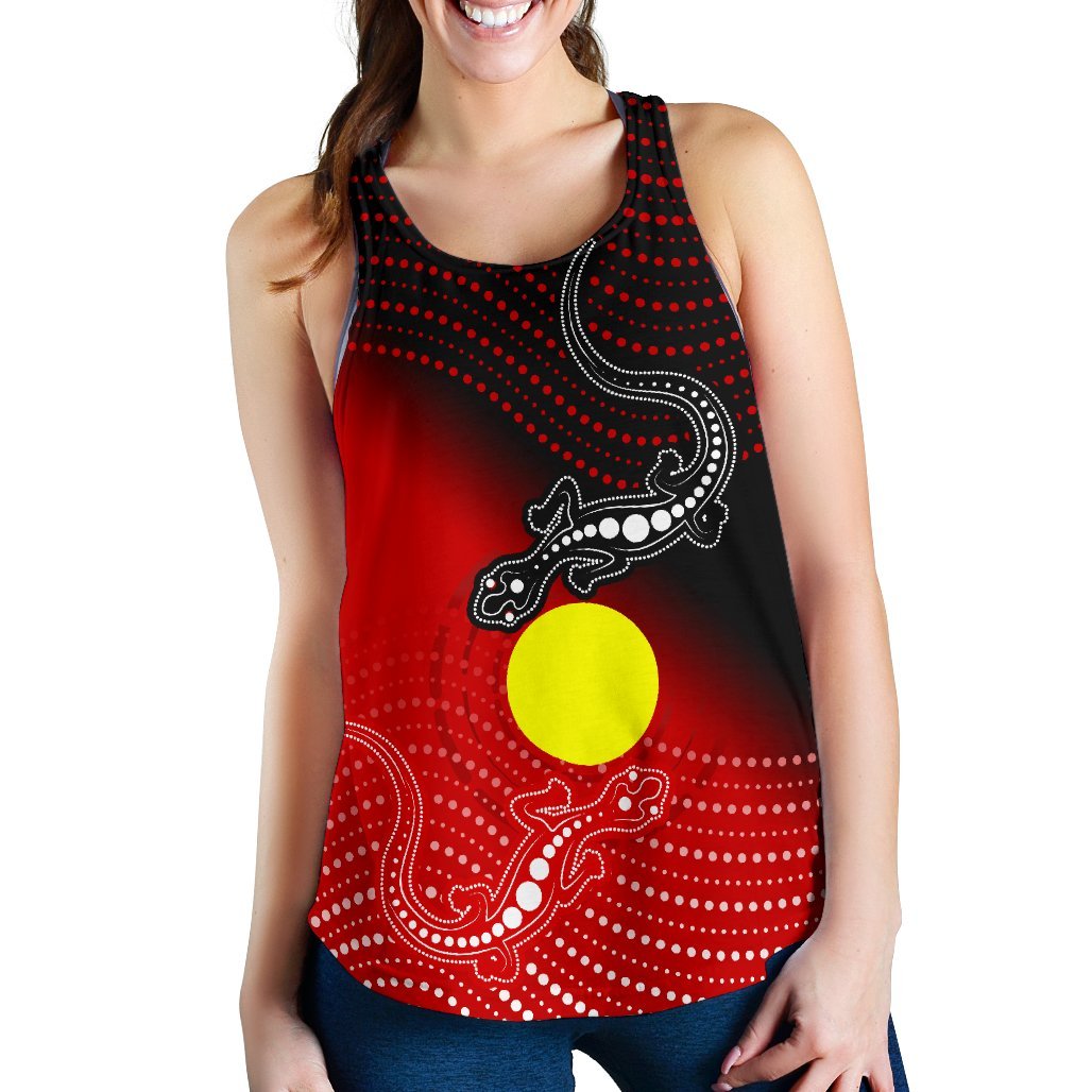 Aboriginal Women's Racerback Tank - Two Indigenous Lizard - Vibe Hoodie Shop