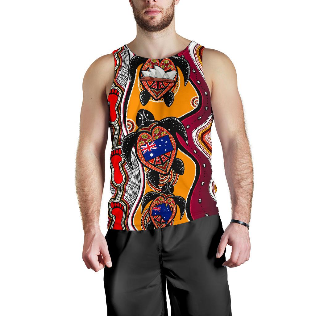 Tank Top - Turtle Tank Aboriginal Patterns - Men - Vibe Hoodie Shop