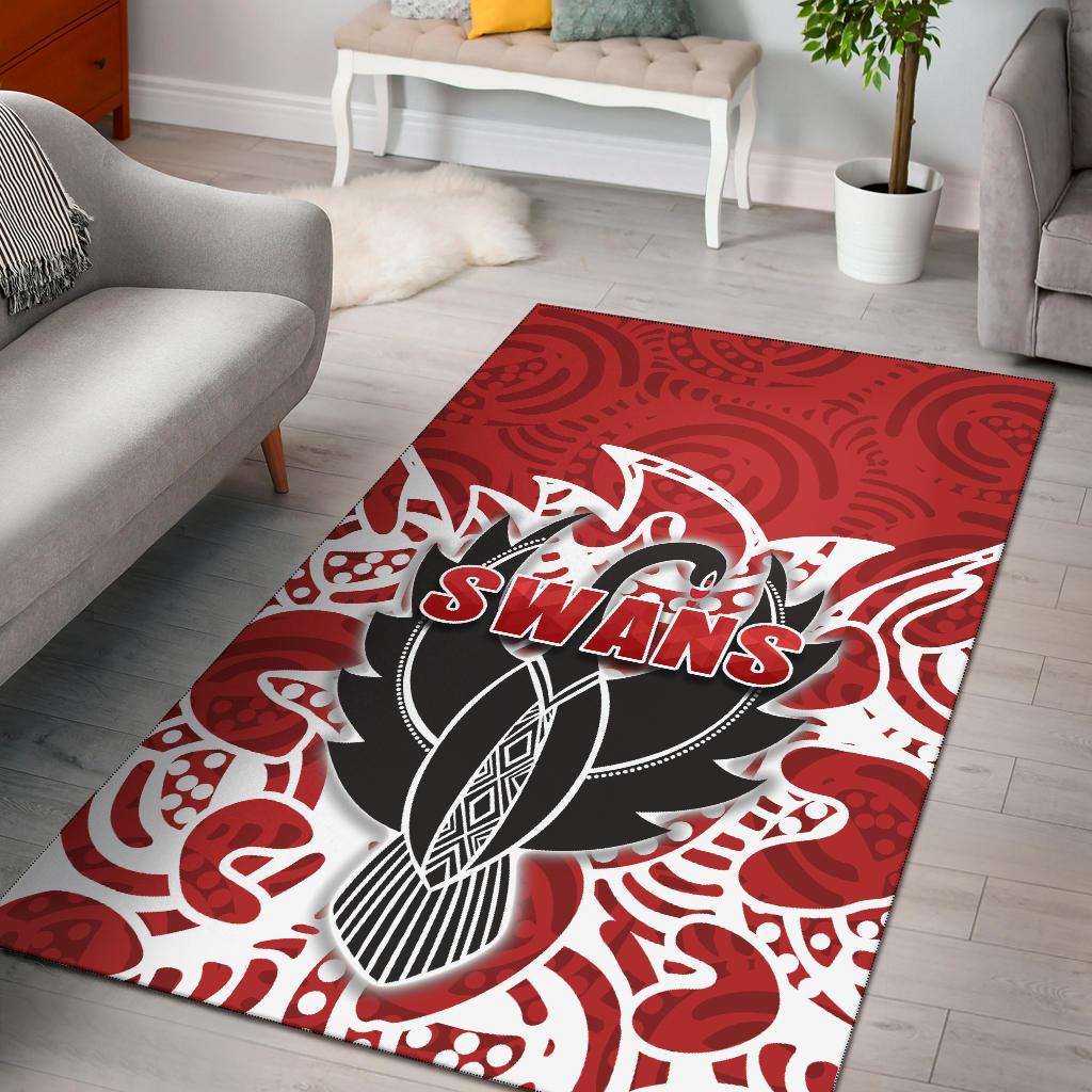 Sydney Area Rug Simple Indigenous Swans - Vibe Hoodie Shop