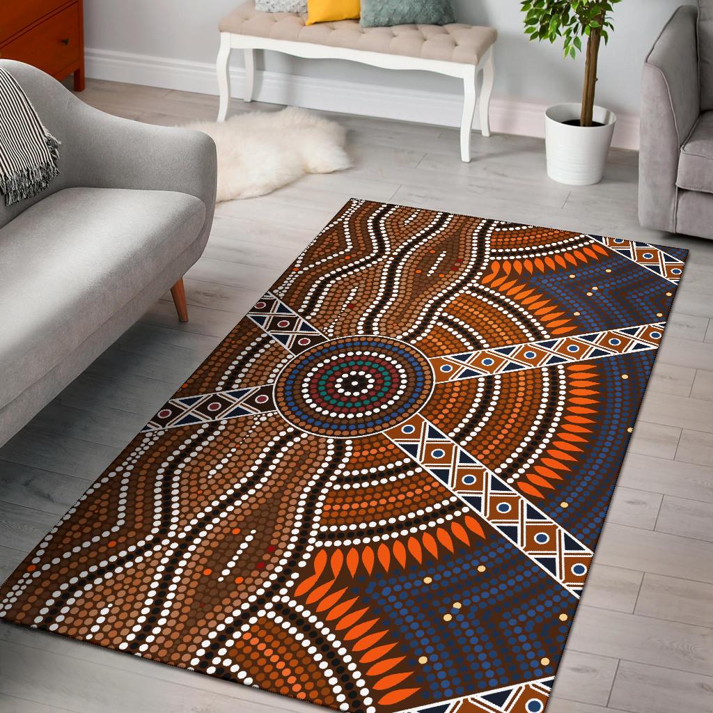 Area Rug - Aboriginal Dot Painting Rug Ver01 - Vibe Hoodie Shop