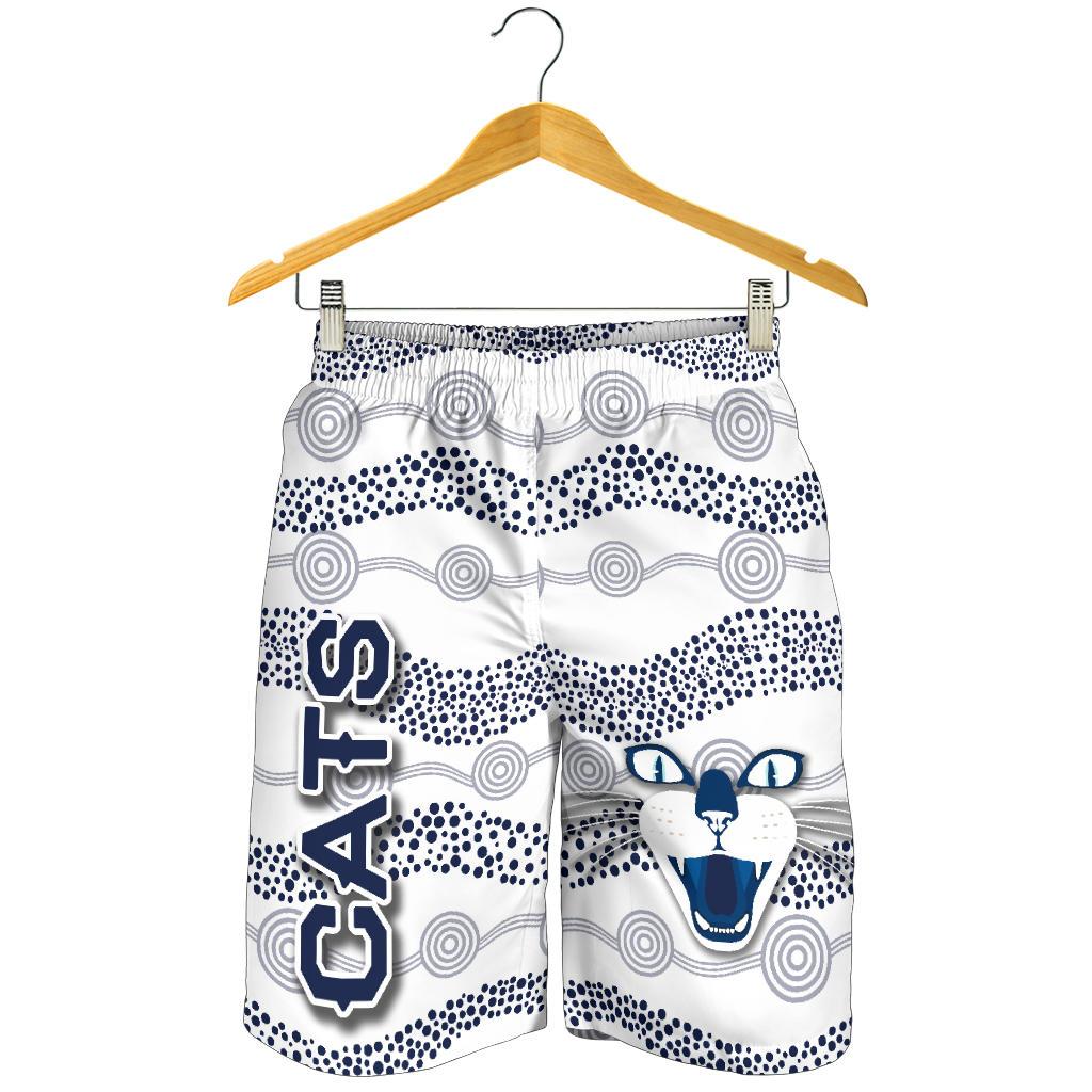 Geelong Men Shorts Cats Indigenous - White - Vibe Hoodie Shop