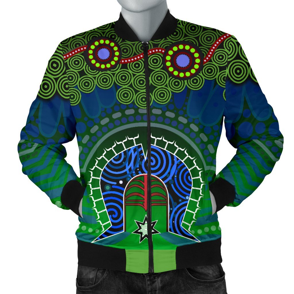 Torres Strait Men's Bomber Jacket - Dhari And Dot Patterns - Vibe Hoodie Shop