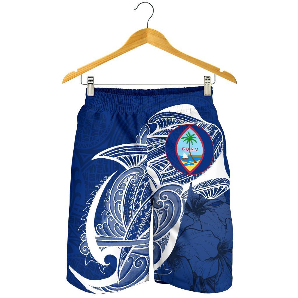 Guam All Over Print Men's Shorts Shark Coat Of Arms - Vibe Hoodie Shop