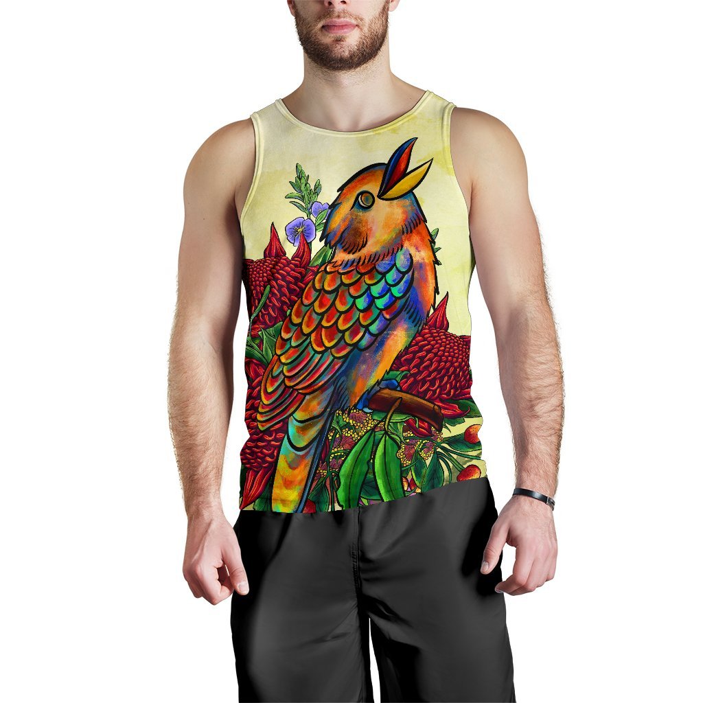 Men's Tank Top - Australia Kookaburra With Waratah - Vibe Hoodie Shop