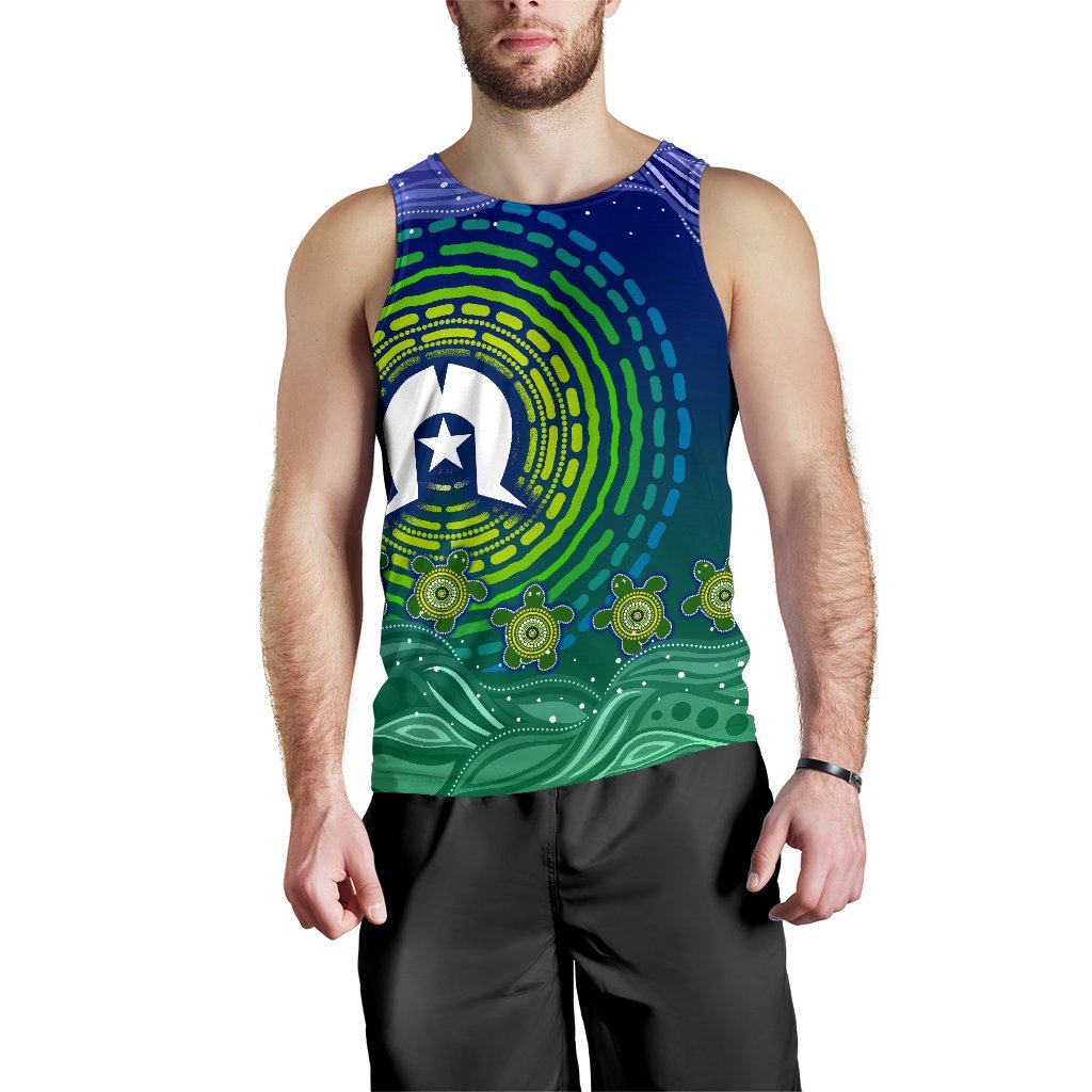 Torres Strait Islanders Men's Tank Top - Aboriginal Turtle - Vibe Hoodie Shop