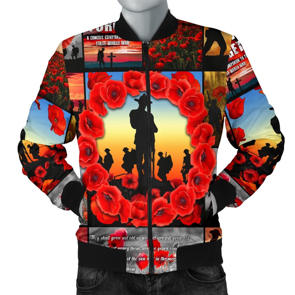 ANZAC Men's Bomber Jacket - Always Remember Australia's Soldiers - Vibe Hoodie Shop