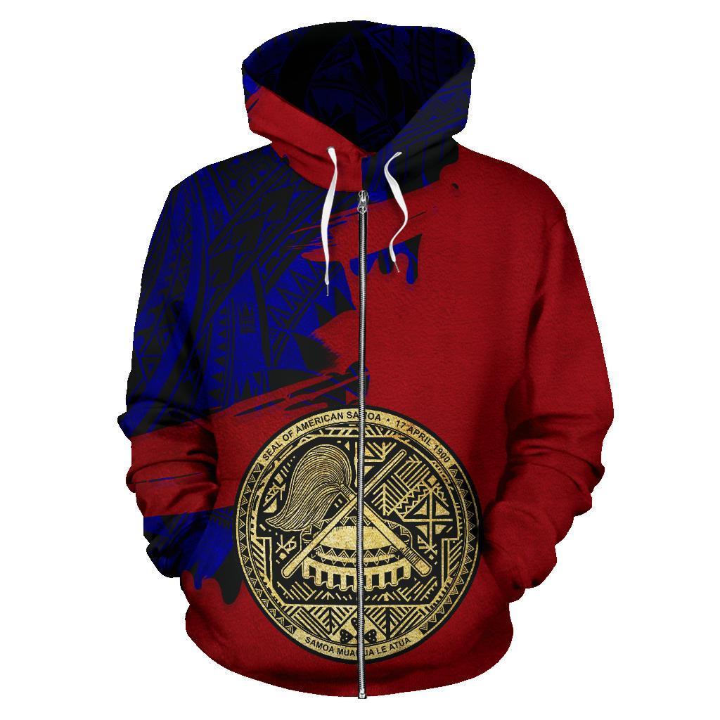 American Samoa Coat Of Arms Special All Over Zip Hoodie Red - Vibe Hoodie Shop