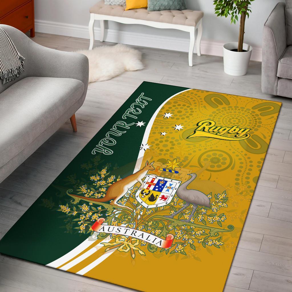 Personalised Area Rug - Australia Coat Of Arm In Rugby Style - Vibe Hoodie Shop