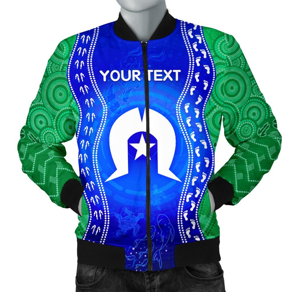 Custom Torres Strait Islanders Men's Bomber Jacket - Torres Symbol With Aboriginal Patterns - Vibe Hoodie Shop