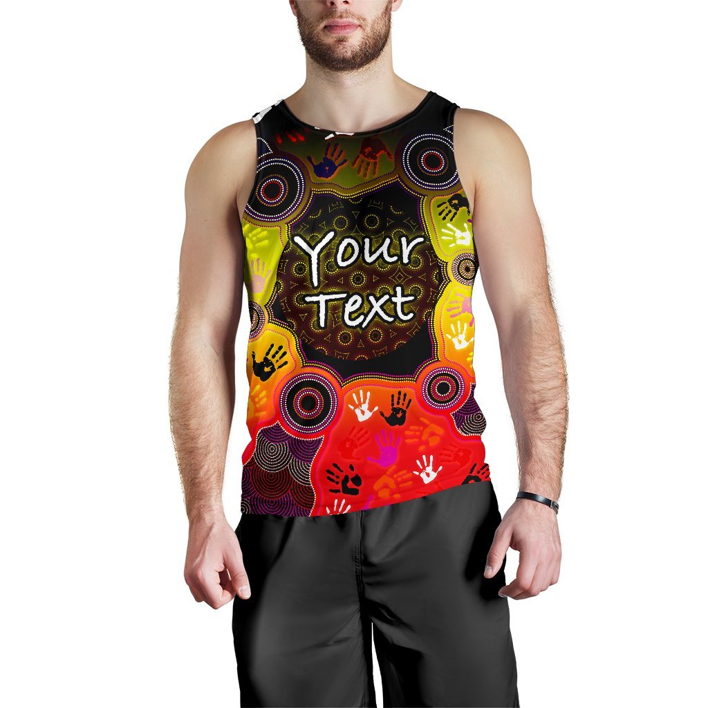 Custom Aboriginal Men's Tank Top, Indigenous Circle Dot Painting Hand Art - Vibe Hoodie Shop