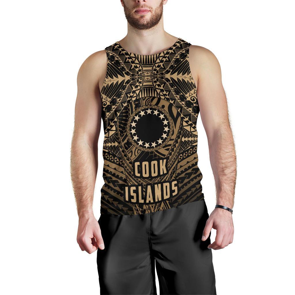 Cook Islands Tank Top For Men Polynesian Golden Style - Vibe Hoodie Shop