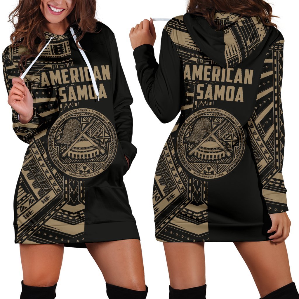 American Samoa Women's Hoodie Dress - Half Style (Gold) - Vibe Hoodie Shop