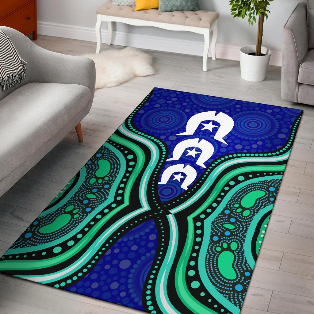 Torres Strait Area Rug - Torres Strait Symbol And Aboriginal Patterns - Vibe Hoodie Shop