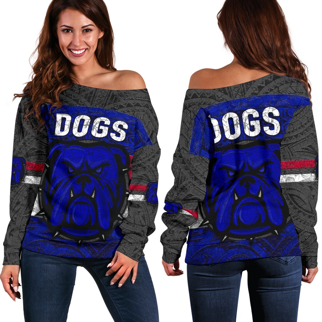 Western Women's Off Shoulder Sweater Dogs Unique Vibes - Vibe Hoodie Shop