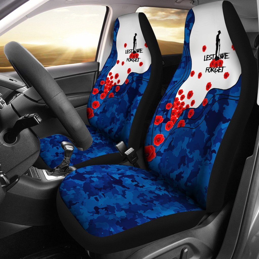 ANZAC Lest We Forget Car Seat Covers - Australian Flag Blue - - Vibe Hoodie Shop