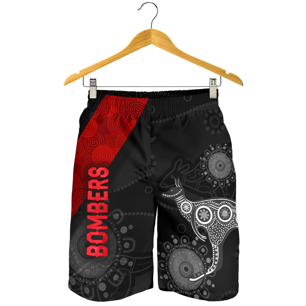 Essendon Men Shorts Indigenous Bombers - Black - Vibe Hoodie Shop