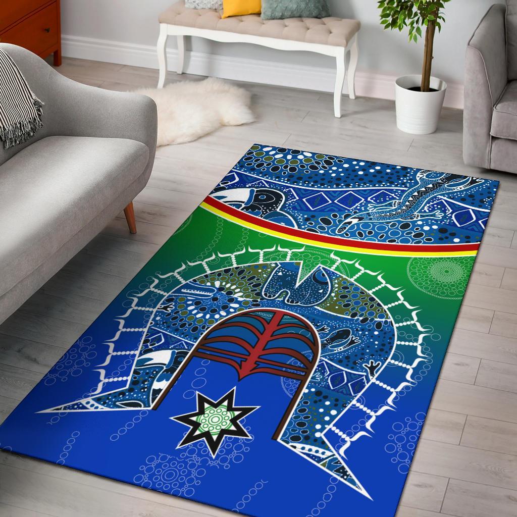 Area Rug - Torres Strait Symbol With Aboriginal Patterns - Vibe Hoodie Shop