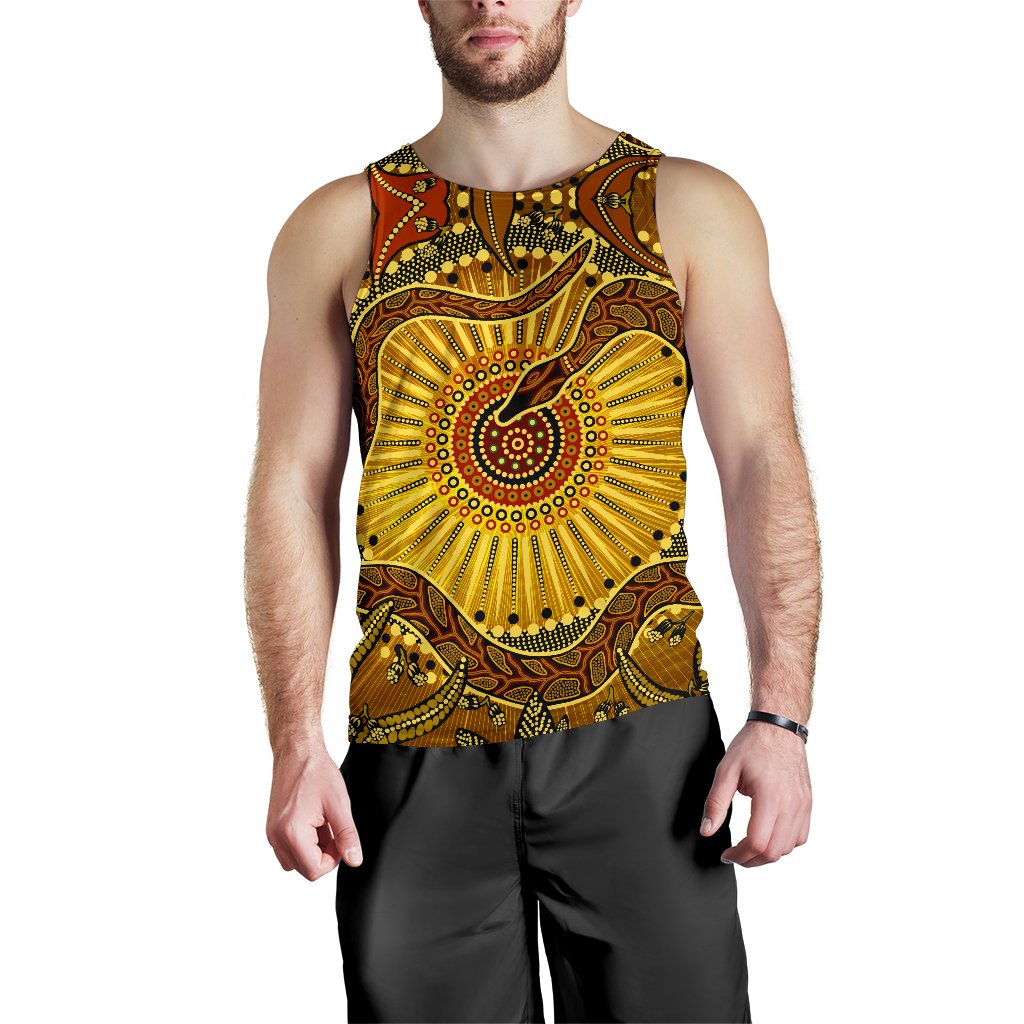 Men's Tank Top - Australian Aboriginal Snake - Rainbow Serpent - Vibe Hoodie Shop