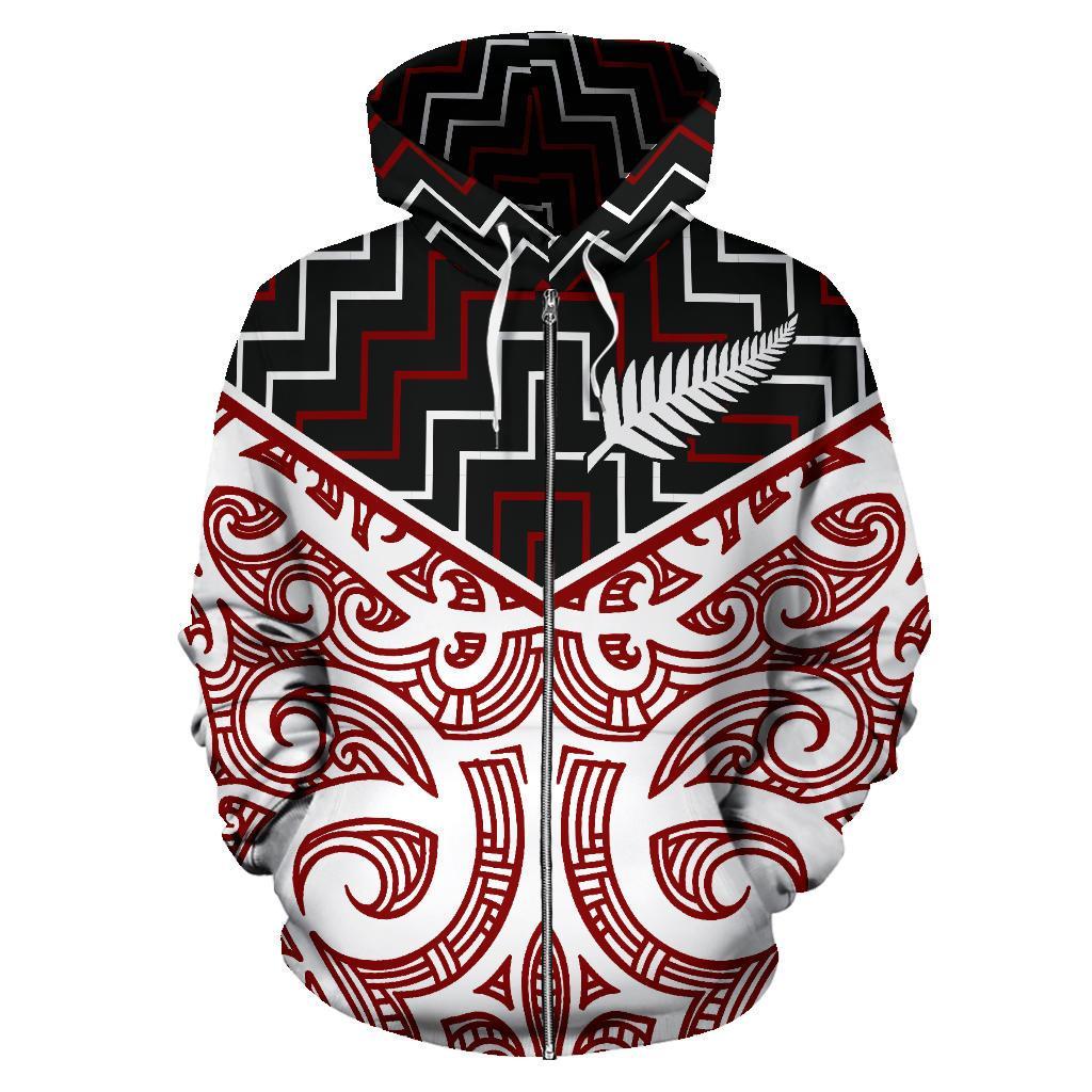 New Zealand Hoodie Rugby Maori Culture - Zipper Ver - Vibe Hoodie Shop
