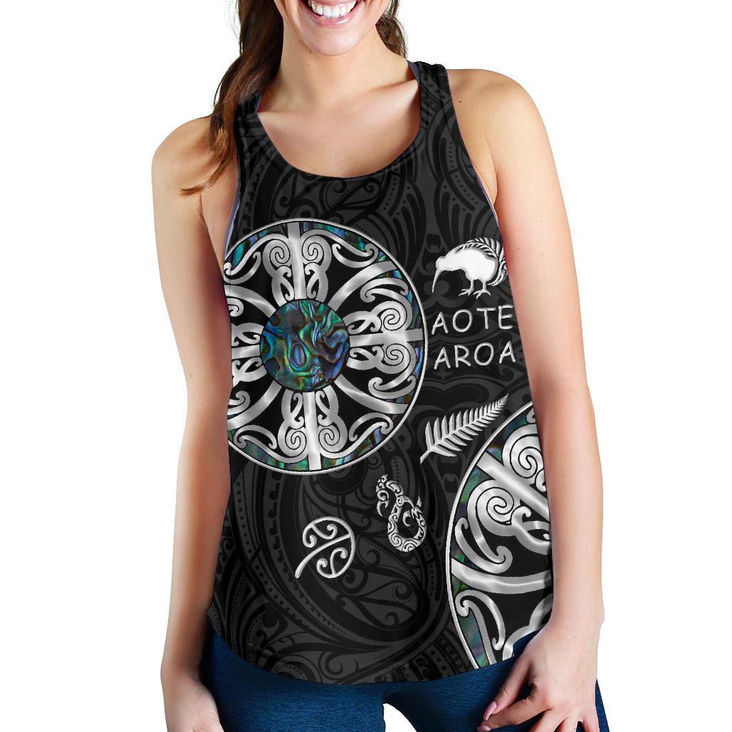 New Zealand Aotearoa Women Racerback Tank, Maori Mangopare Paua Shell Pullover - Vibe Hoodie Shop