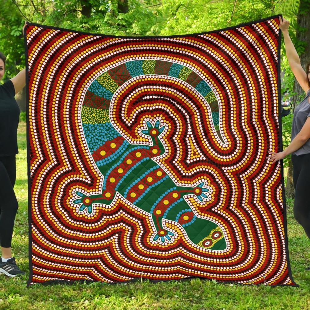 Premium Quilts - Lizard Coverlets Aboriginal Dot Painting - Vibe Hoodie Shop