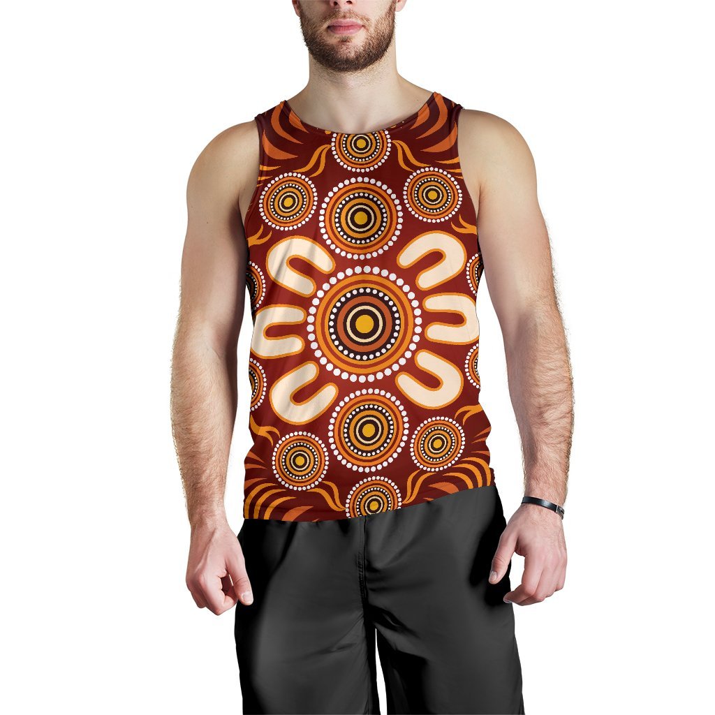 Aboriginal Men's Tank Top - Circle Flowers Patterns Ver02 - Vibe Hoodie Shop