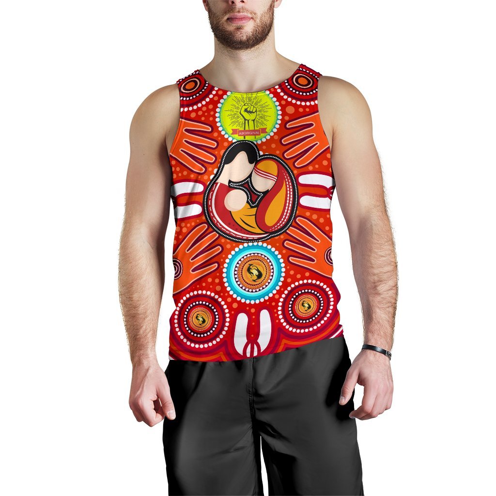 Men's Tank Top - Aboriginal Family With Dot Painting art - Vibe Hoodie Shop