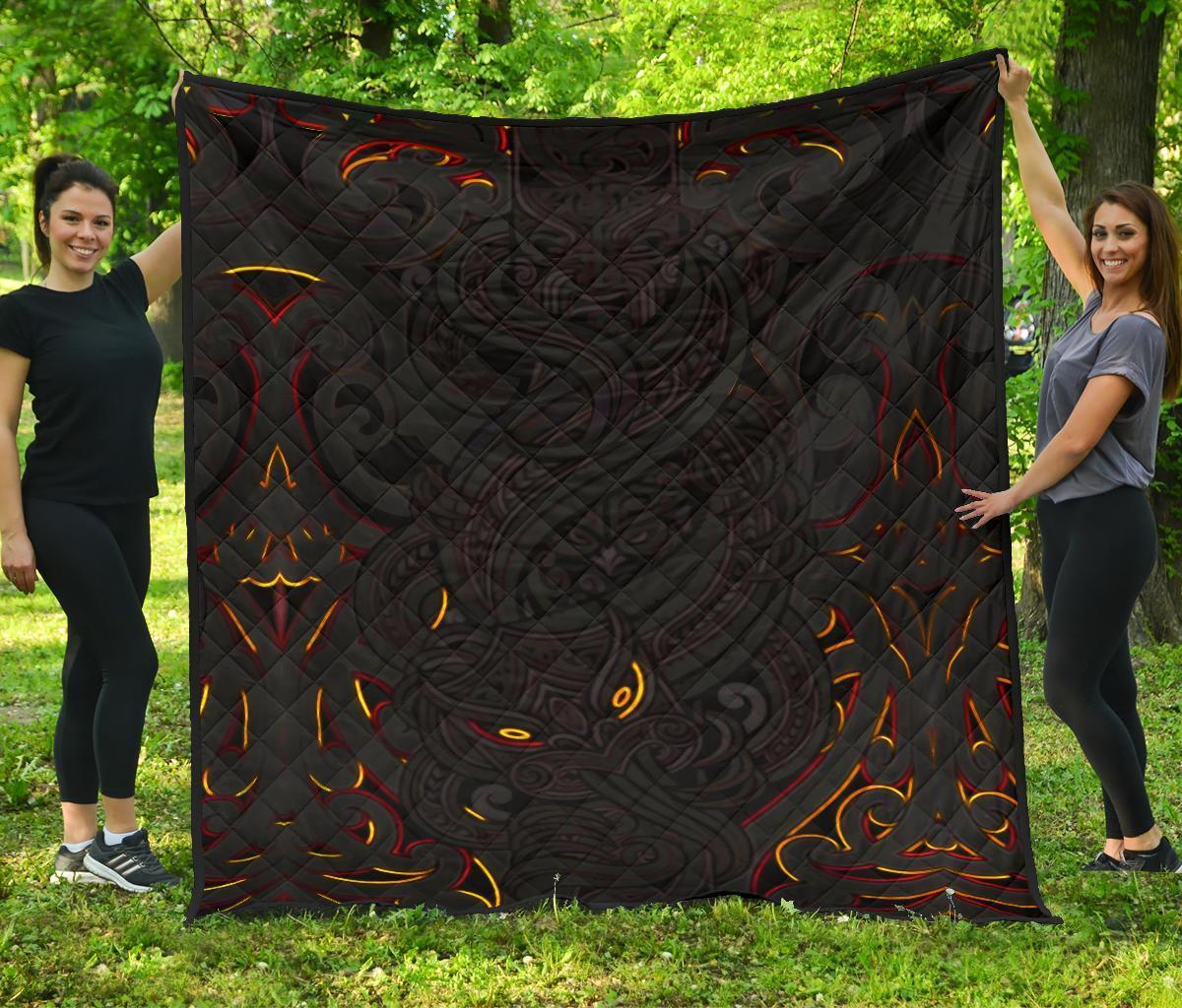 New Zealand Premium Quilt, Maori Gods Tumatauenga (God Of War) - Black - Vibe Hoodie Shop