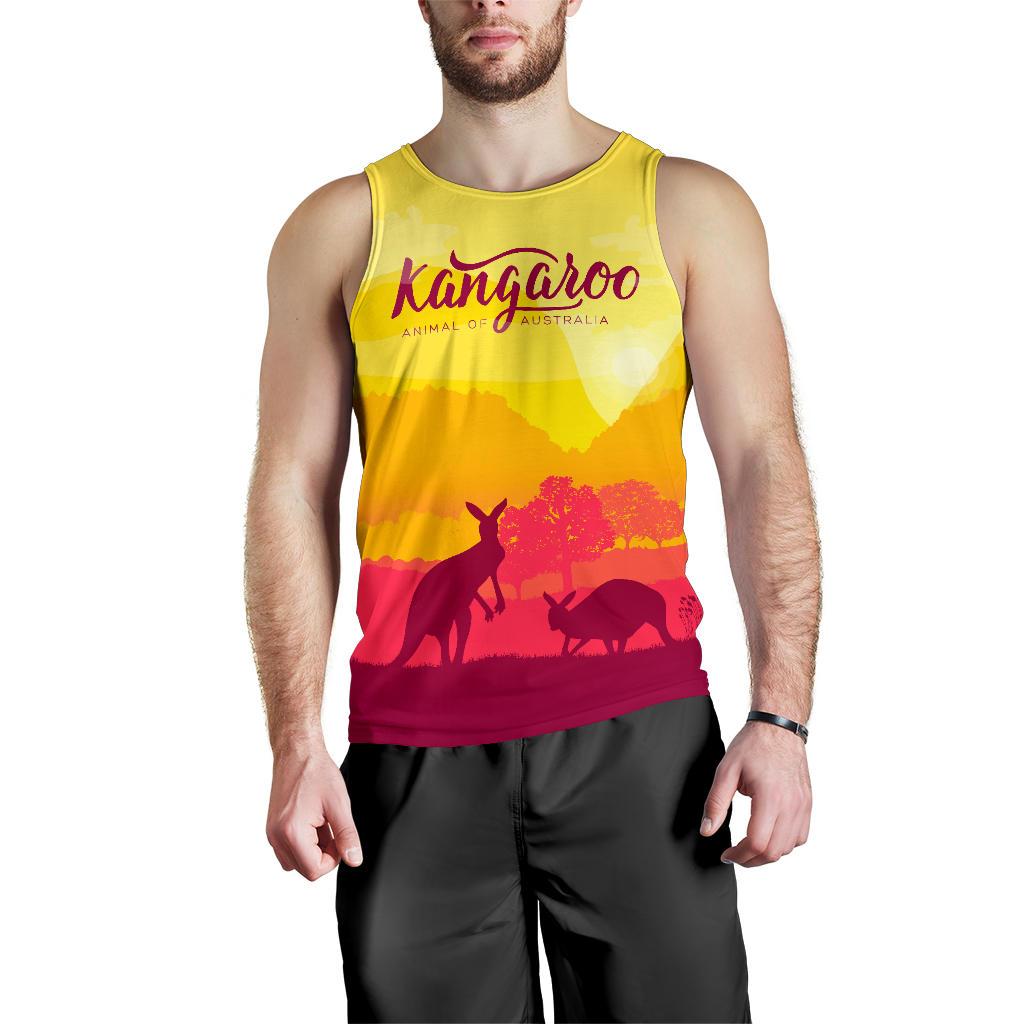 Men Tank Top - Kangaroo Mens Tank Morning Uluru - Vibe Hoodie Shop