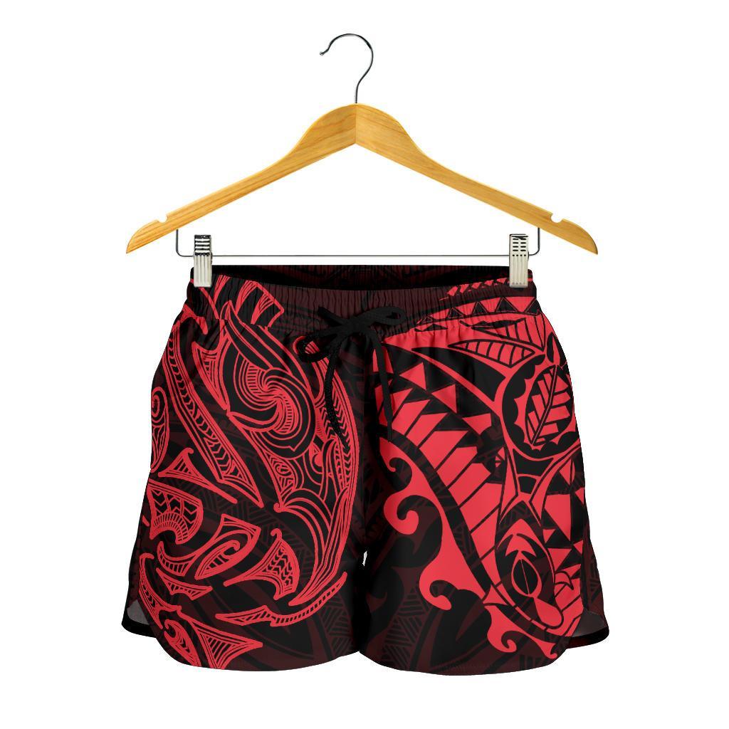 new-zealandall-over-print-womens-shorts-maori-polynesian-tattoo-red