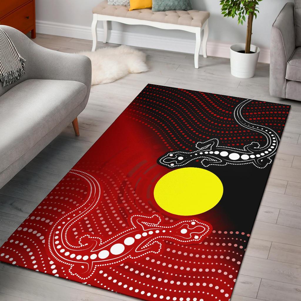 Aboriginal Area Rug - Two Indigenous Lizard - Vibe Hoodie Shop