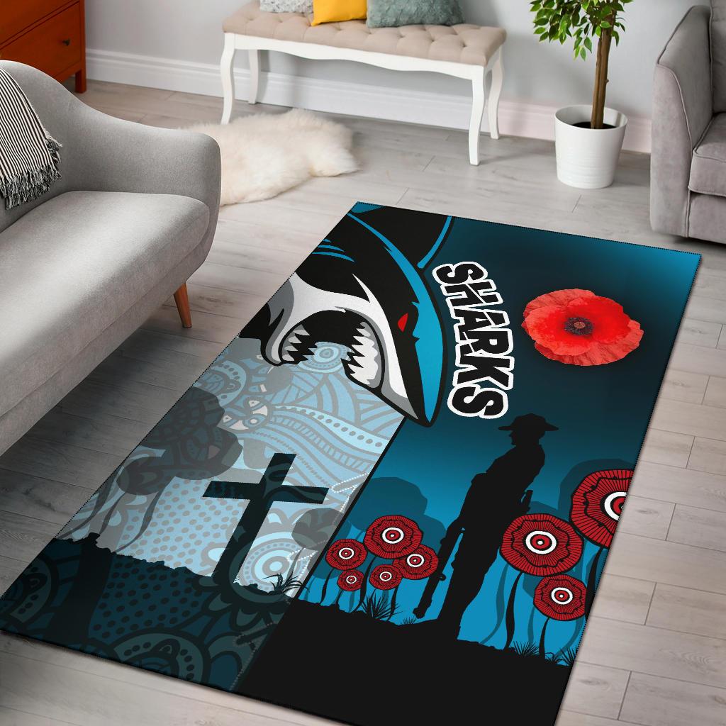 Sharks Area Rug Cronulla ANZAC Day - Vibe Hoodie Shop