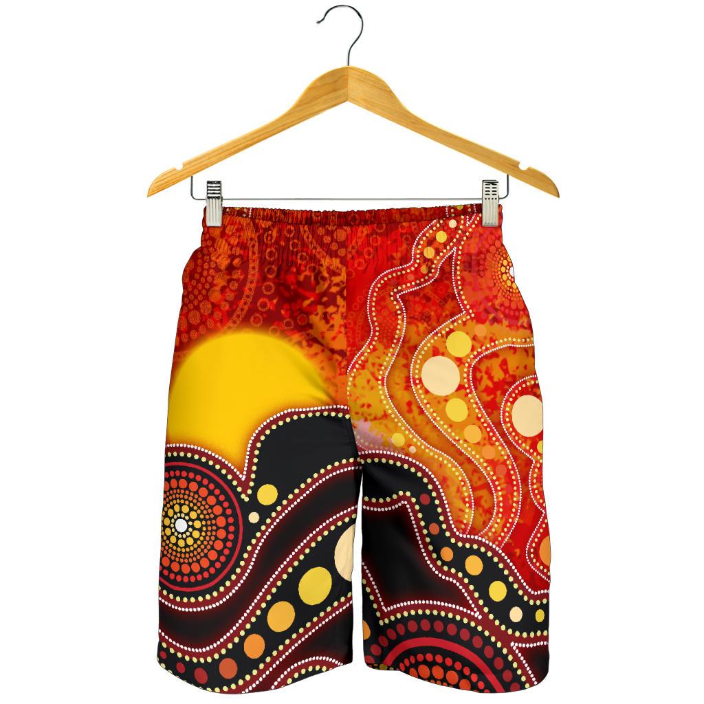 Aboriginal Men's Shorts, Aboriginal Lives Matter Flag Dot Painting Art - Vibe Hoodie Shop