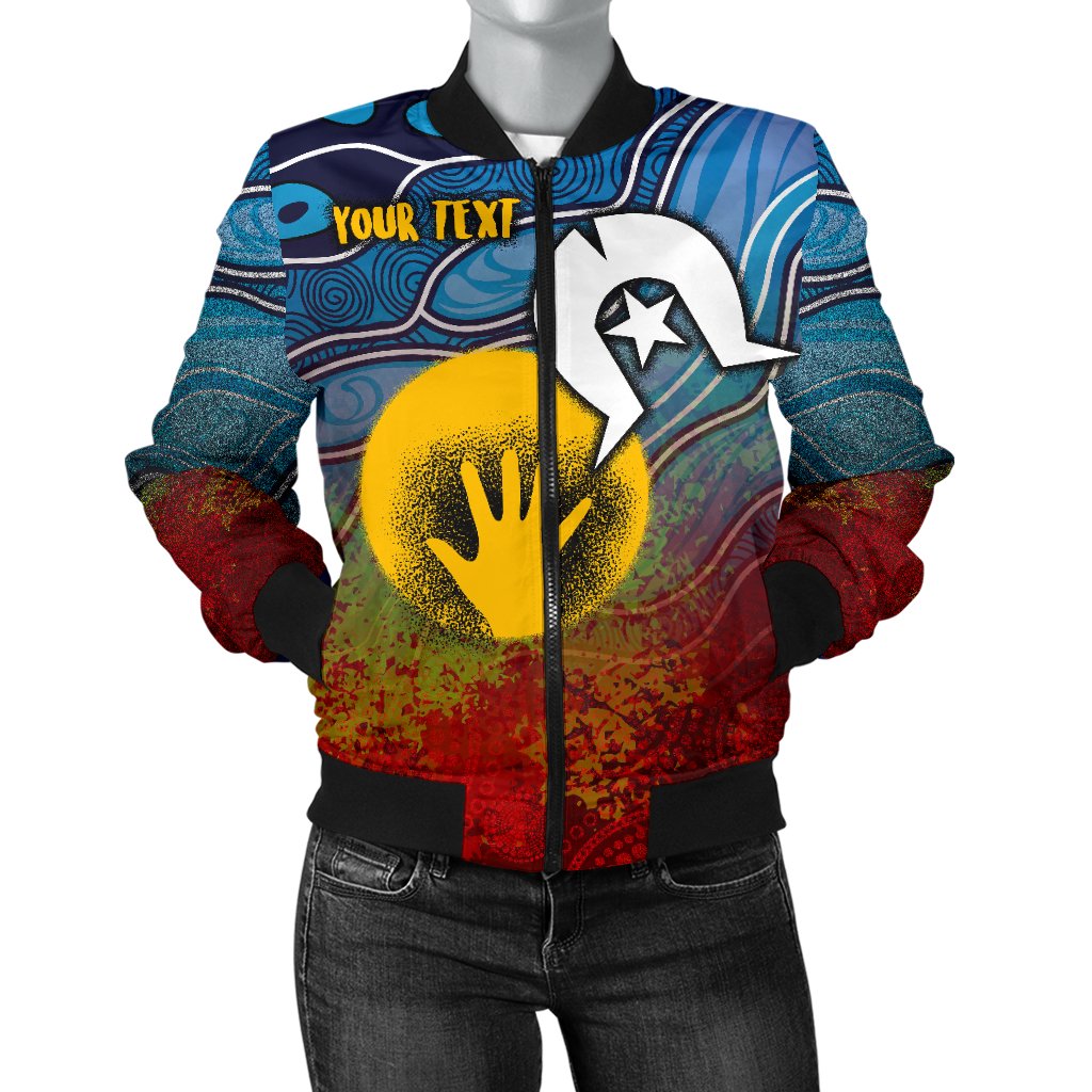 Custom Aboriginal Women's Bomber Jacket - Aboriginal and Torres Strait Islanders Flag - Vibe Hoodie Shop