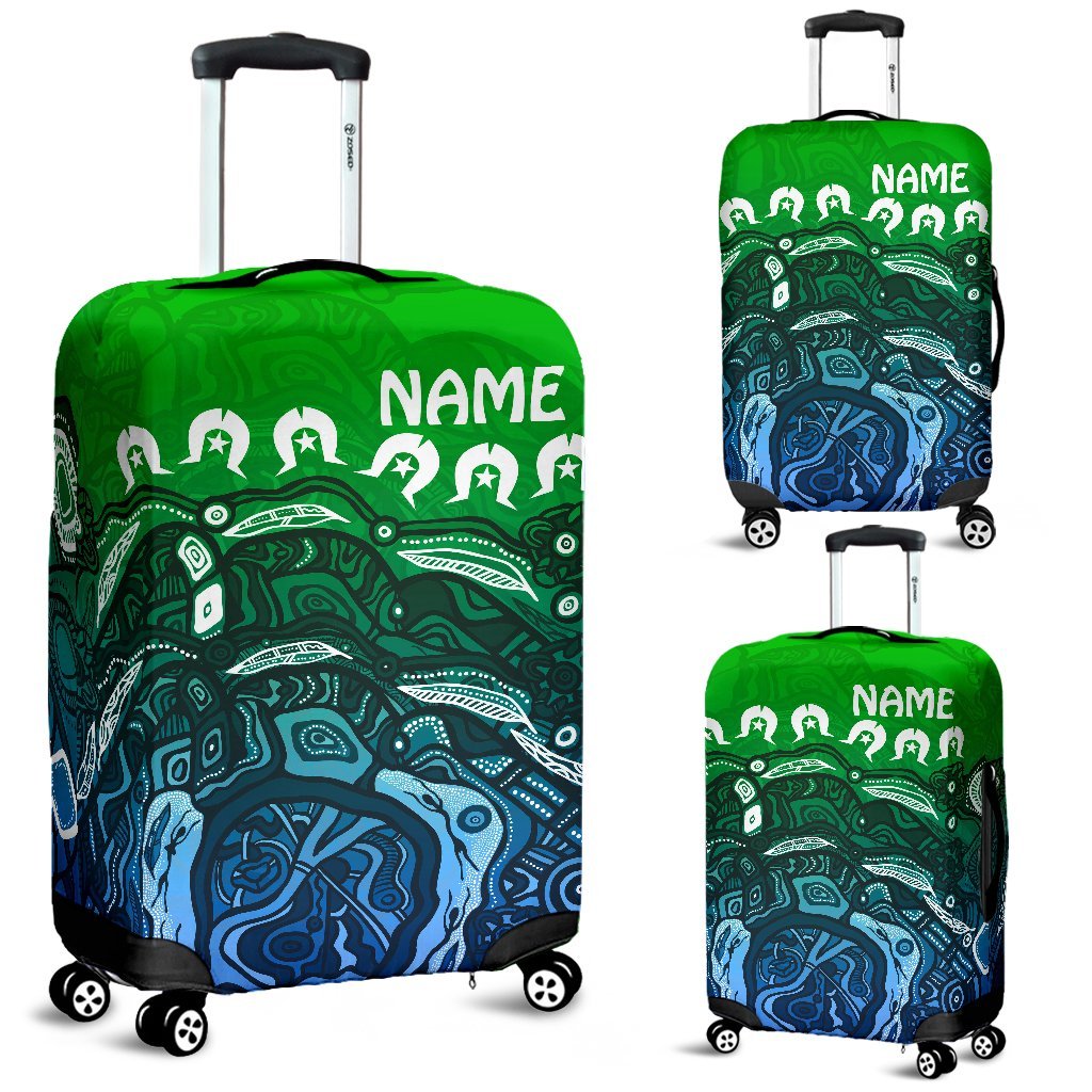 Custom Torres Strait Islands Luggage Cover - Blue - Vibe Hoodie Shop