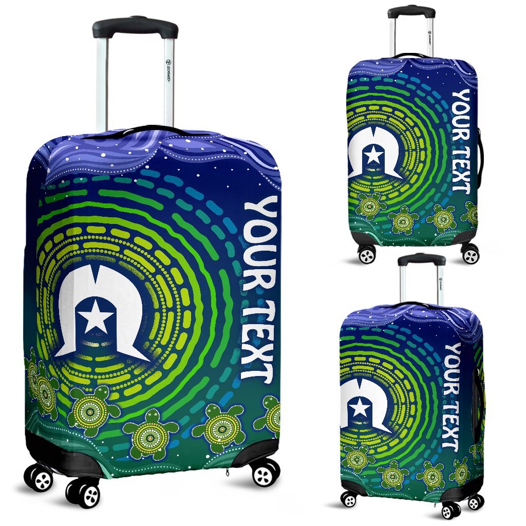 Custom Text Torres Strait Islanders Luggage Covers - Aboriginal Turtle - Vibe Hoodie Shop