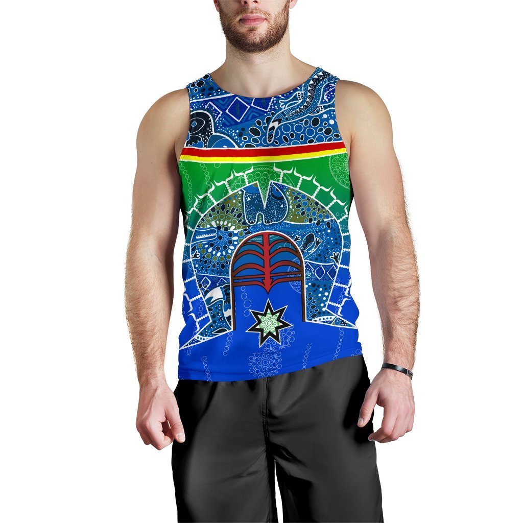 Men's Tank - Torres Strait Symbol With Aboriginal Patterns - Vibe Hoodie Shop