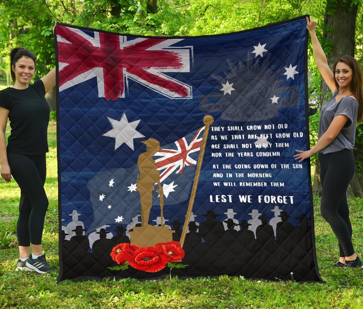 ANZAC Premium Quilt - Always Remember Australian ANZAC Day - Vibe Hoodie Shop