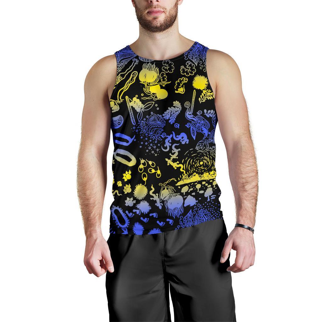 Australia Tank Top - Australian Aboriginal Golden Wattle - Men - Vibe Hoodie Shop