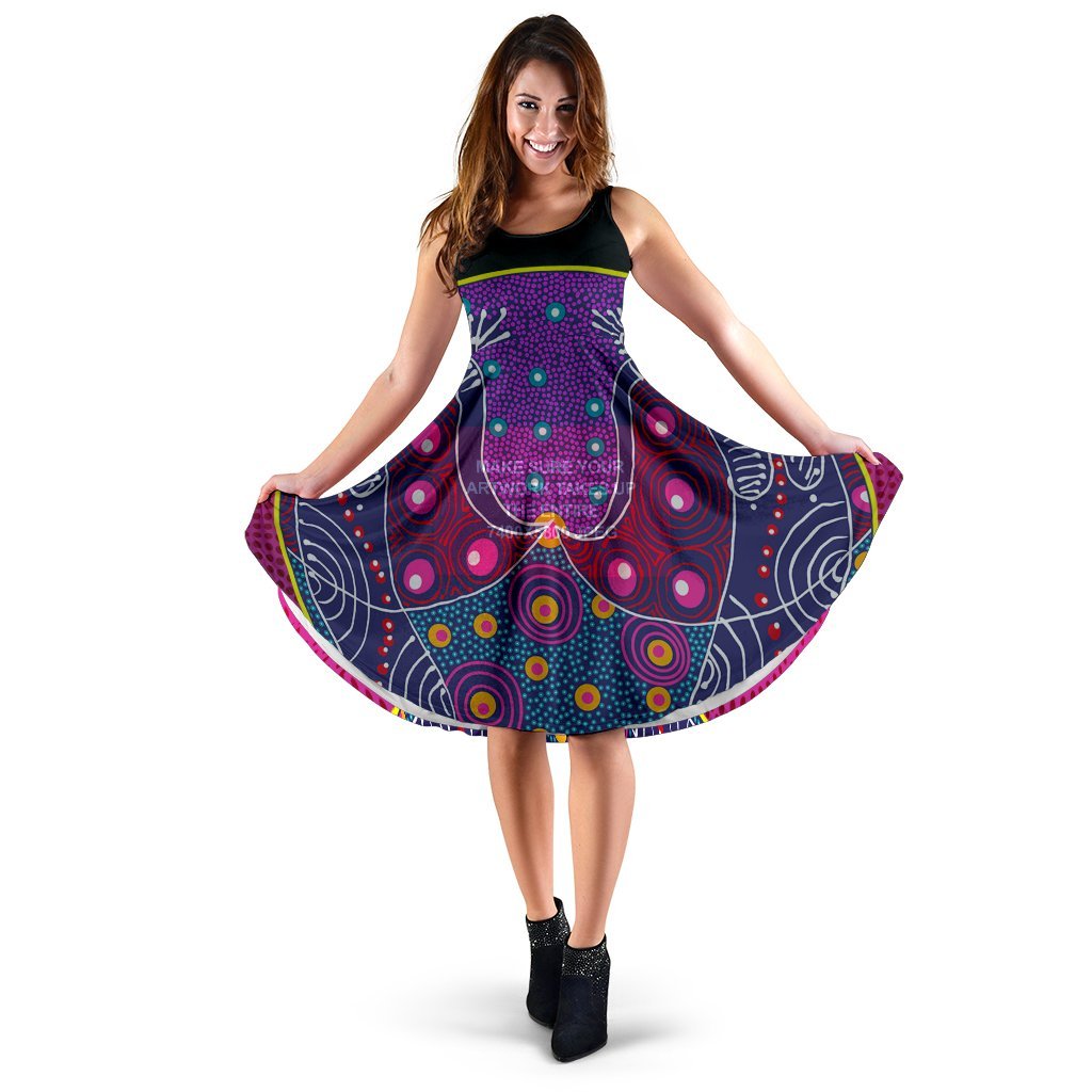 midi-dress-aboriginal-sublimation-dot-pattern-style-violet