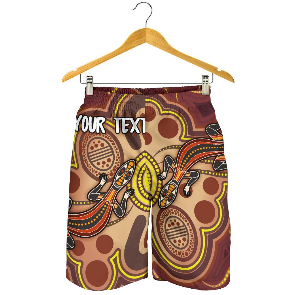 Custom Aboriginal Men's Shorts, Indigenous Lizard Dot Painting Art - Vibe Hoodie Shop