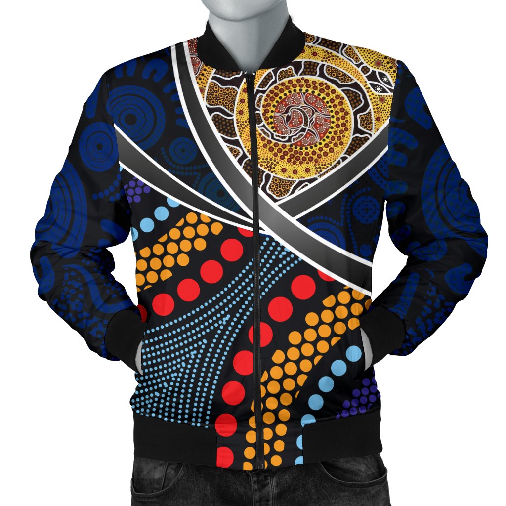 Australia Bomber Jacket - Aboriginal Dot Panting Art With Snake - Vibe Hoodie Shop
