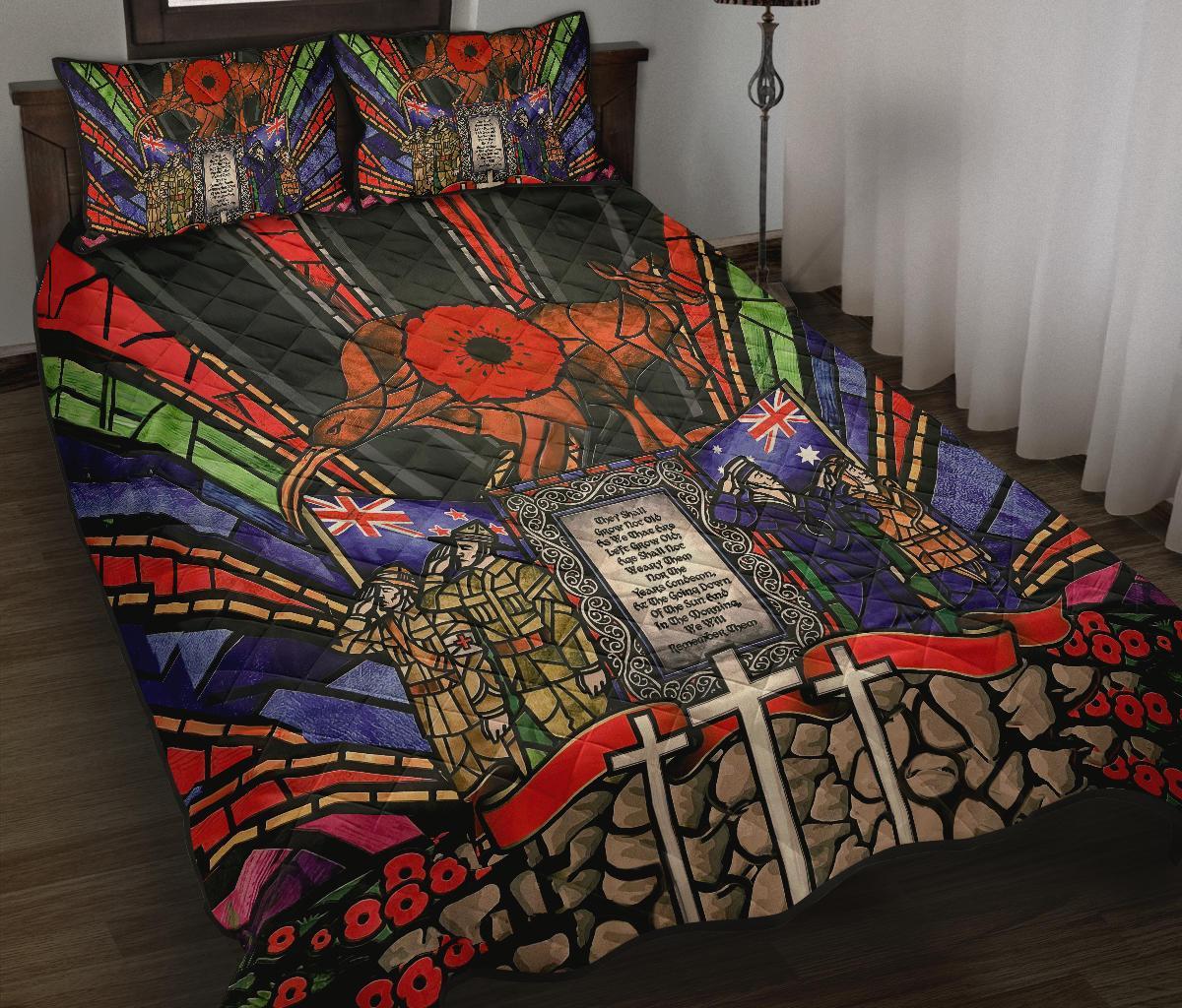 New Zealand Quilt Bed Set, ANZAC Day Lest We Forget Australia - Vibe Hoodie Shop