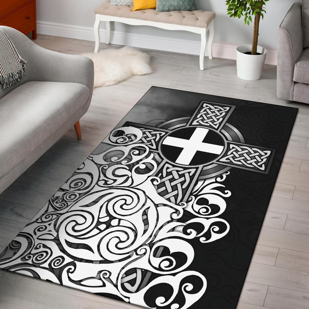 Cornwall Area Rug - Cornish Flag With Celtic Cross - Vibe Hoodie Shop