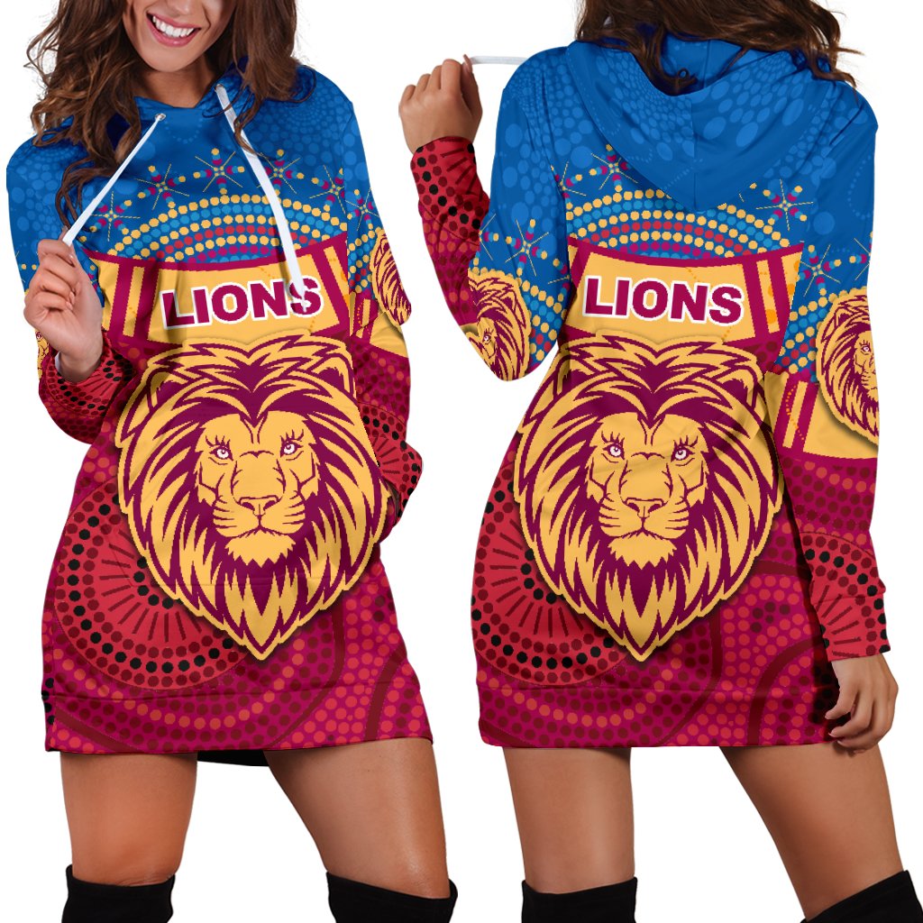 Brisbane Indigenous Women Hoodie Dress Proud Lions - Vibe Hoodie Shop