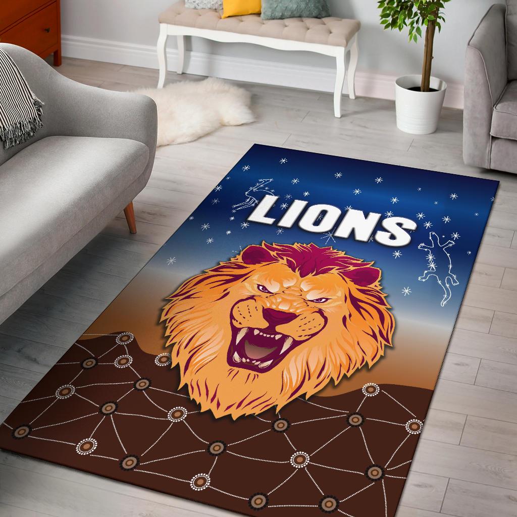 Brisbane Lions Area Rug Simple Indigenous - Vibe Hoodie Shop