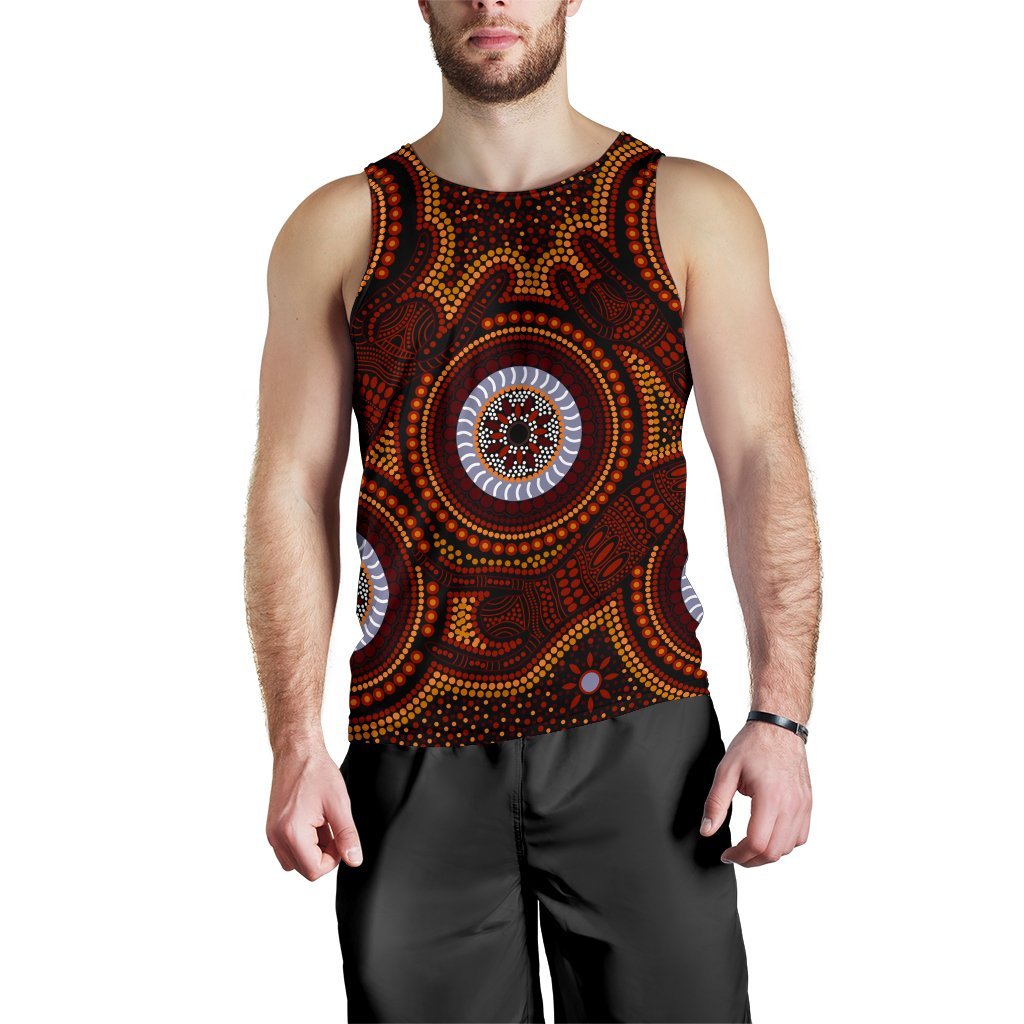 Aboriginal Men's Tank Top - Aboriginal Human Dot Painting Art - Vibe Hoodie Shop