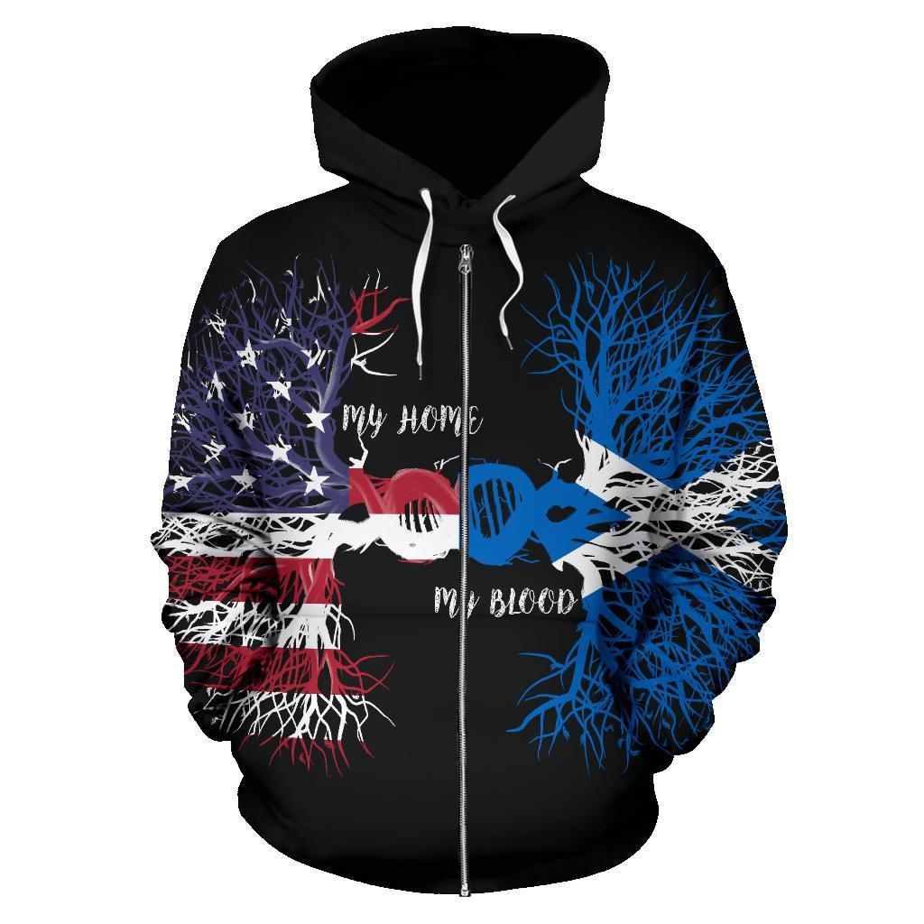 American Grown Scotland Root Dna Zip Hoodie - Vibe Hoodie Shop